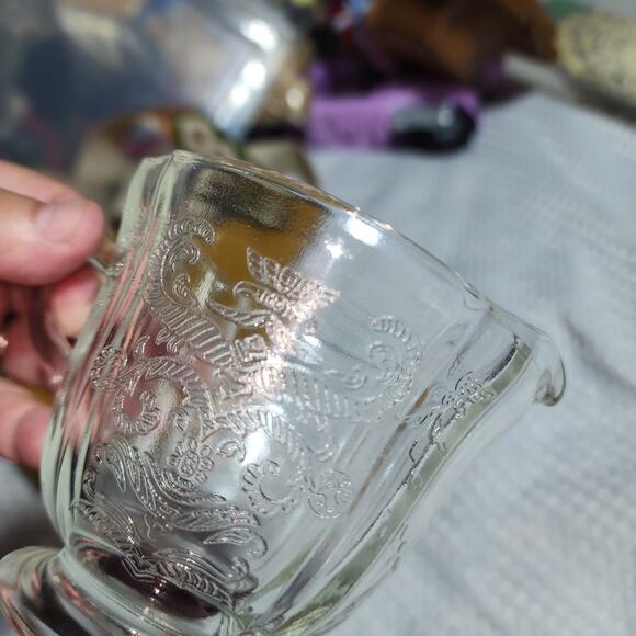 VINTAGE FEDERAL GLASS DEPRESSION MADRID CLEAR CREAMER - Picture 5 of 5